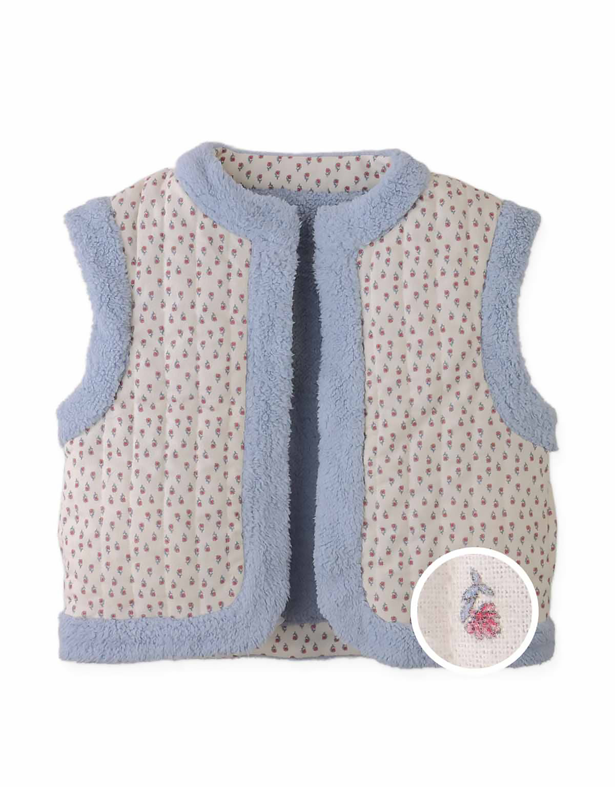 CHALECO FLORAL REVERSIBLE
